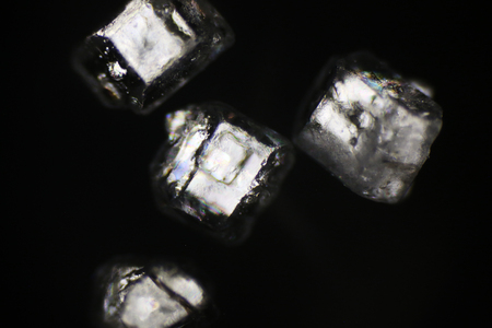 Sugar crystals under polarized light microscopeの写真素材