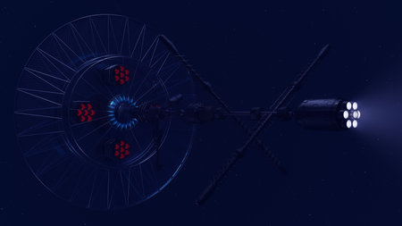 3D Illustration of a scientific spacecraft exploring new worldsの写真素材