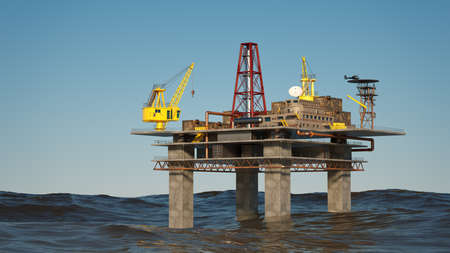 3d Illustration of an oil drilling platformの写真素材