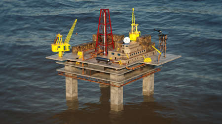3d Illustration of an oil drilling platformの写真素材