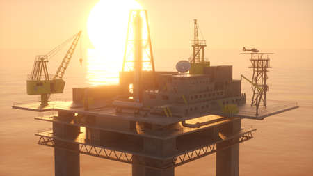 3d Illustration of an oil drilling platformの写真素材