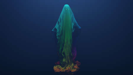 3d Illustration of an ancient demon with glowing eyes