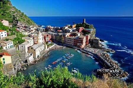 Vernazza fisherman village, Cinque Terre, Italyの写真素材