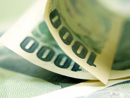 1000 yen bill artistic presentation. Very soft and selective focus on the first half of the right...