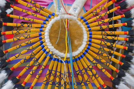 Specific Ecuador's decoration-detail of a street singer costume.の写真素材