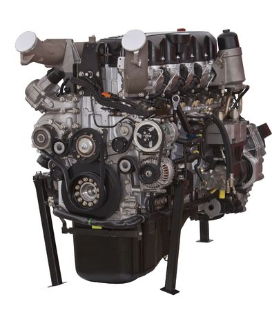 Car engine isolated against a white background.