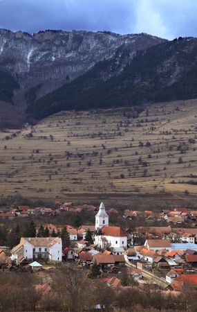 Romanian village in a mountainous region. Location: Rametea, Transylvaniaの写真素材