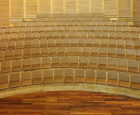 Geometric image of a wooden lecture room.の写真素材