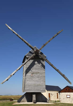 Traditional wooden windmill in the Eure&Loir region of France.This windmill is の写真素材