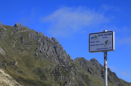 Col du Tourmalet, France, 29th October, 2010: Image of the indicator located on the highest point of the Col du Tourmalet cycling route.This route is one of the most famous climbing route of Tour de France the biggest cycling race in the world. It is the のeditorial素材
