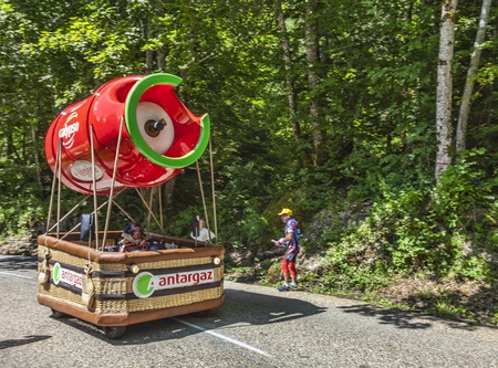 Col du Granier,France-July 13th, 2012: Antargaz fancy vehicle during the passing of the Publicity...