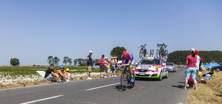 Ardevon,France-July 10, 2013  The Colombian cyclist Jose Rodolfo Serpa Perez from Lampre-Merida Team...