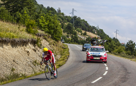 Chorges, France- July 17, 2013  The Spanish cyclist Luis Angel Mate Mardones from Cofidis Team pedaling during the stage 17 of 100th edition of Le Tour de France 2013, a time trial between Embrun and Chorges のeditorial素材