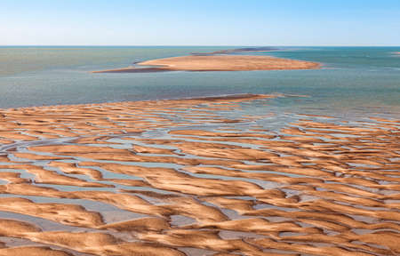 Beautiful landscape at the estuary of River Seine in English Channel near Le Havre in Normandy in northern France.の写真素材