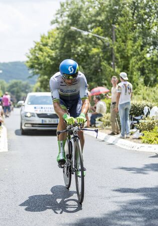 Coulounieix Chamiers France  July 26 2014:The Swiss cyclist Michael Albasini Orica Green EDGE Team pedaling during the stage 20  time trial Bergerac  Perigueux of Le Tour de France 2014.のeditorial素材