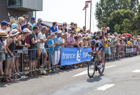 Utrecht,Netherlands - 04 July 2015: The Swiss cyclist Marcel Wyss of IAM Cycling Team riding during the first stage individual time trial  of Le Tour de France 2015 in Utrecht,Netherlands on 04 July 2015.のeditorial素材