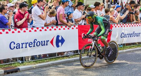 Utrecht,Netherlands - 04 July 2015: The French cyclist Yohann Gene of Team Europcar riding during the first stage individual time trial  of Le Tour de France 2015 in Utrecht,Netherlands on 04 July 2015.のeditorial素材