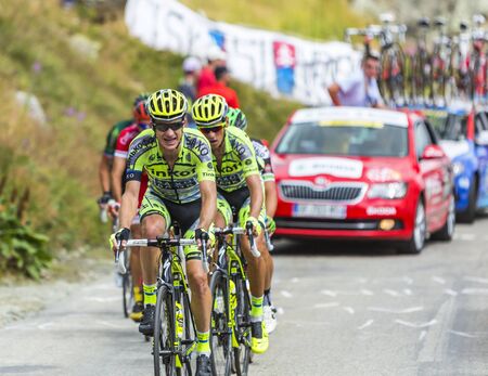 Col de la Croix de Fer, France - 23 July 2015:The Australian cyclist Michael Rogers of Tinkoff-Saxo Team climbing to the Col de la Croix de Fer in Alps during the stage 20 of Le Tour de France 2015.のeditorial素材