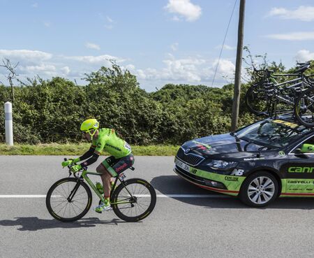 Quineville,France- July 2, 2016: The Dutch cyclist Tom-Jelte Slagter of CannondaleÃ¢ï¿½ï¿½Drapac Team riding during the first stage of Tour de France in Quineville, France on July 2, 2016.のeditorial素材