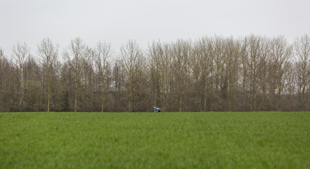 Templeuve, France - April 08, 2018: The Belgian cyclist Stijn Devolder of Verandas Willems-Crelan Team riding alone in Templeuve during Paris-Roubaix 2018.のeditorial素材