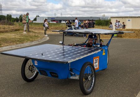 Chartres, France - 25 June 2017: Solar powered vehicle racing during the 4th edition of Solar Cup. This is a special race for solar powered vehicles and bicycles held each summer in Chartres, France.のeditorial素材