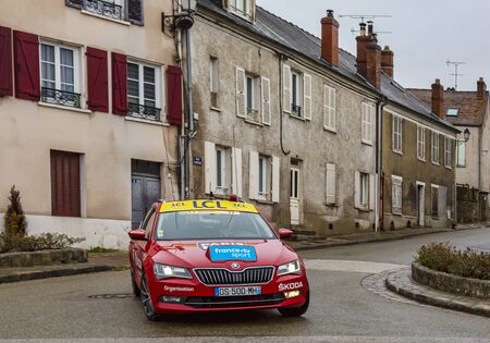 Dampierre-en-Yvelines, France - March 4, 2018: The official car of the organizers passing in front...