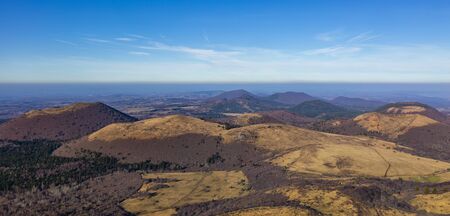 Winter volcanic landscape located in the Central Massif in France.