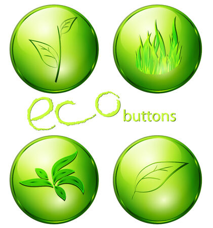 set of four green eco buttonsのイラスト素材