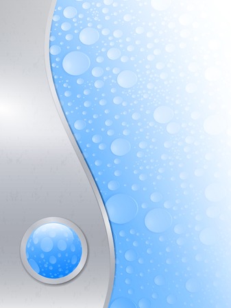 water drops wet background in metal frame with glossy buttonのイラスト素材