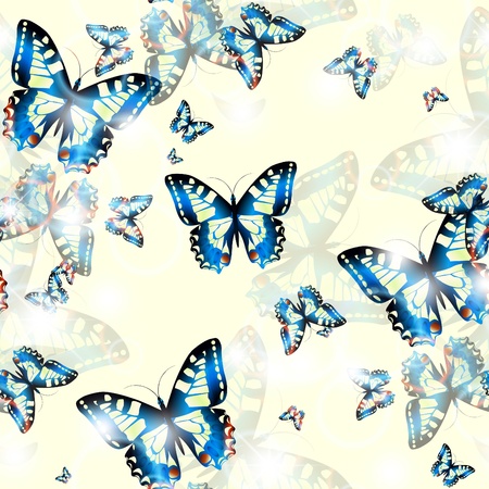 Bright seamless blue butterfly backgroundのイラスト素材