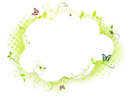 summer floral frame with with butterflies and flowersのイラスト素材