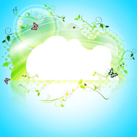 summer floral frame with butterflies and flowers のイラスト素材