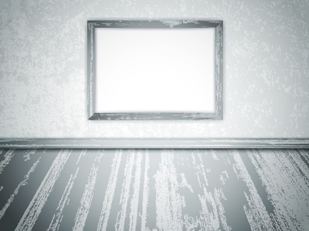 grey interior with wooden floor and empty picture frameのイラスト素材