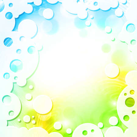 Spring colors background in abstract frame with round shapesのイラスト素材