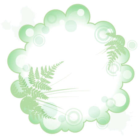 decorative abstract frame with silhouette of grass and fern, copyspaceのイラスト素材