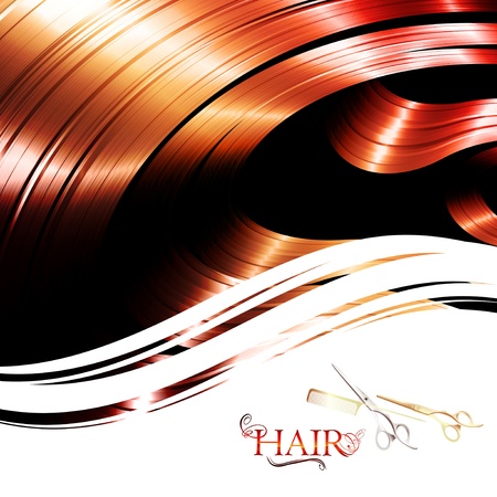 hair wavy frame with cutting scissors and metal pin tail comb のイラスト素材