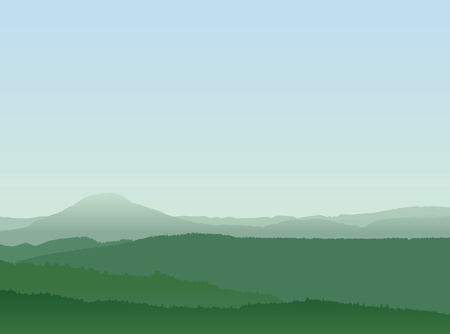 Abstract Mountain Landscape With Layered Forests and Blue Skyのイラスト素材