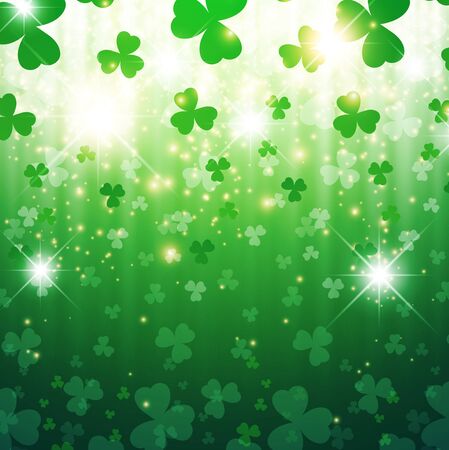 St.Patrick`s Day Bright Green Background With Stars and Chamrocksのイラスト素材