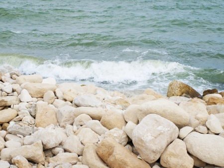 Sea Waves and Stone Coastの写真素材