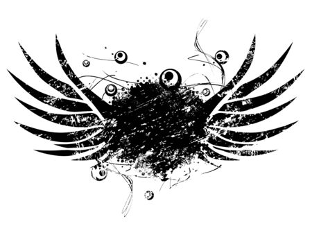 Abstract Grunge Wings With Copyspace Over Whiteのイラスト素材