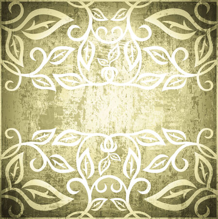 Abstract Leaf Grunge Vintage Floral Frame Background With Copyspaceのイラスト素材