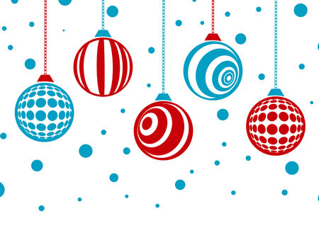 Winter Holiday Christmas Card With Baubles (Without Gradients, 2 Colours)のイラスト素材