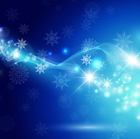 Christmas Winter Holiday Abstract Background With Snowflakes, Lights and Starsのイラスト素材