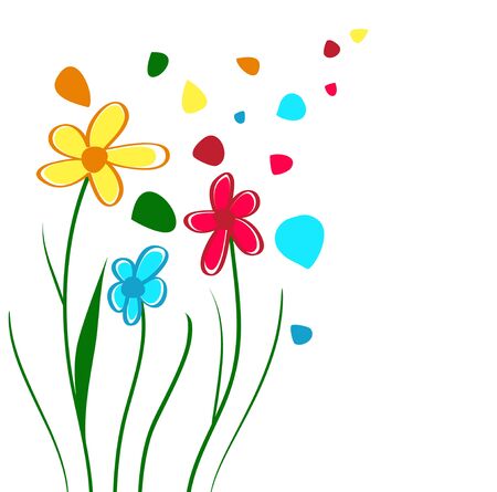 Abstract Children Draw Bright Flowers, Copyspaceのイラスト素材