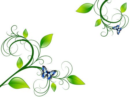 Green Floral Leaf Green Vitality Frame, Copyspaceのイラスト素材