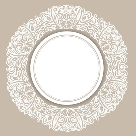 Round Frame Over Floral Decorative Background, Copyspaceのイラスト素材