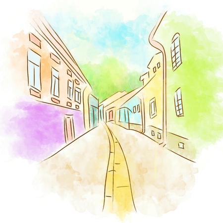 Illustration of Abstract Old Town Streetの写真素材