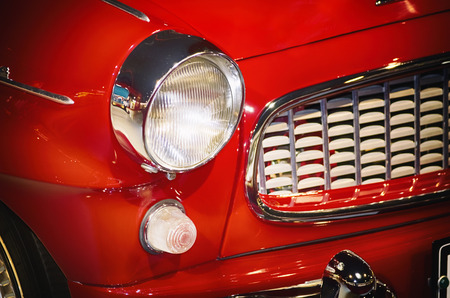 Photo of the Vintage Red Car Headlight