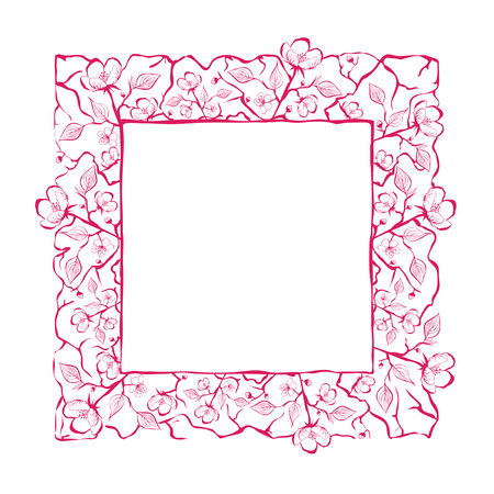 Spring Flower Frame or Border Over White, Copyspaceのイラスト素材