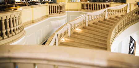Perspective of interior marble stairs in hotel decorated for an eventのeditorial素材